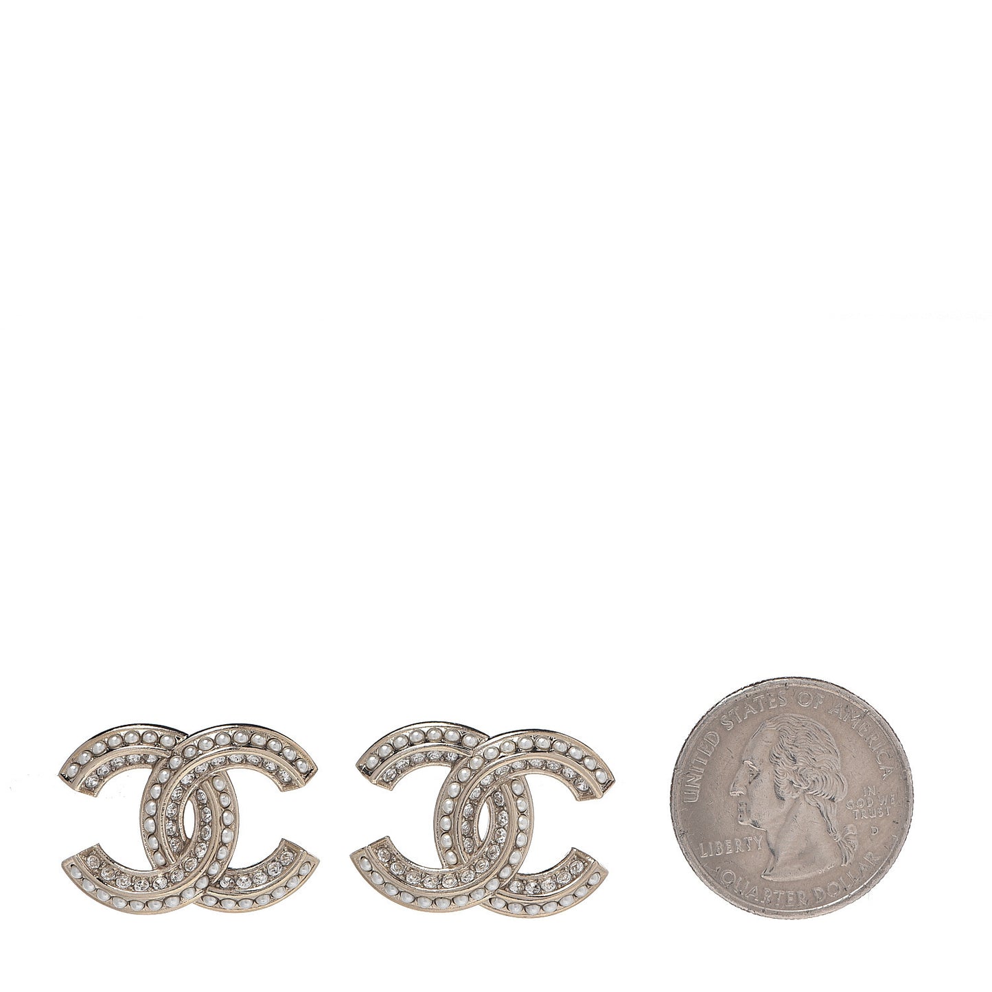 Pearl Crystal CC Earrings Gold