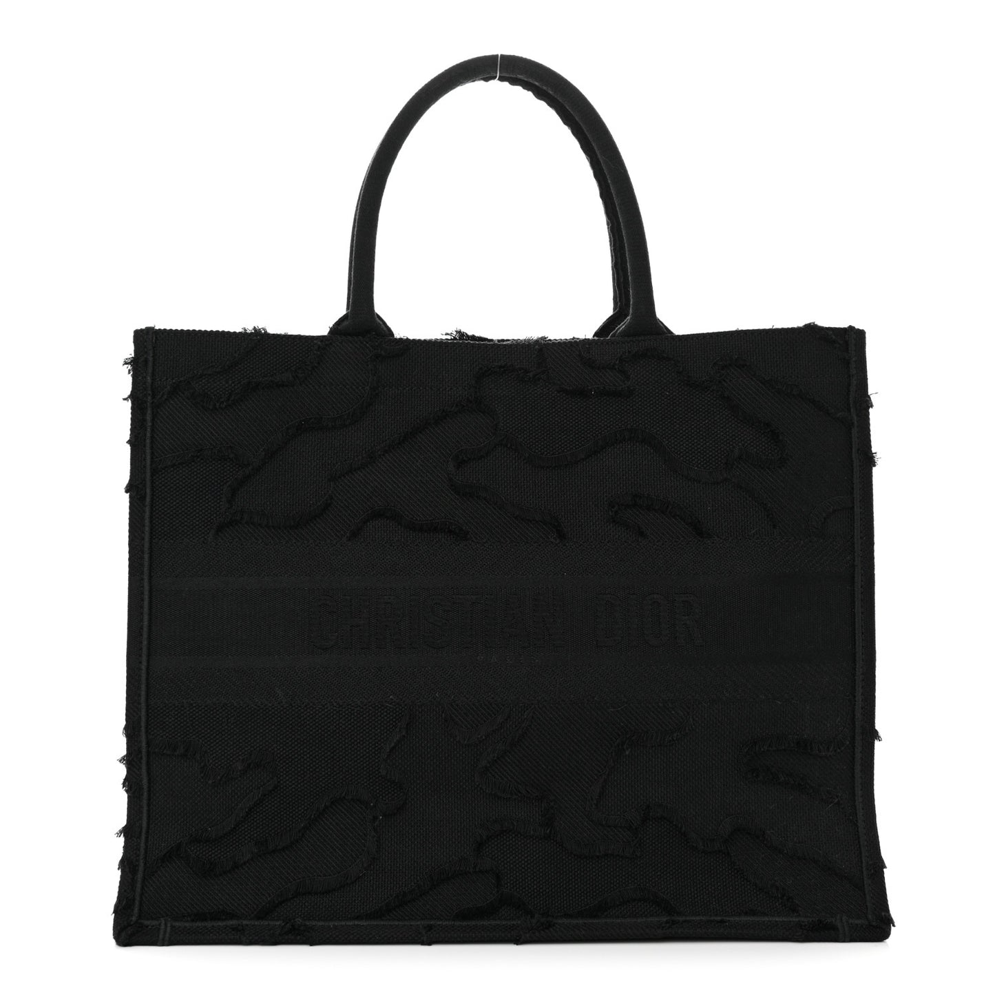 Canvas Embroidered Camouflage Book Tote Black
