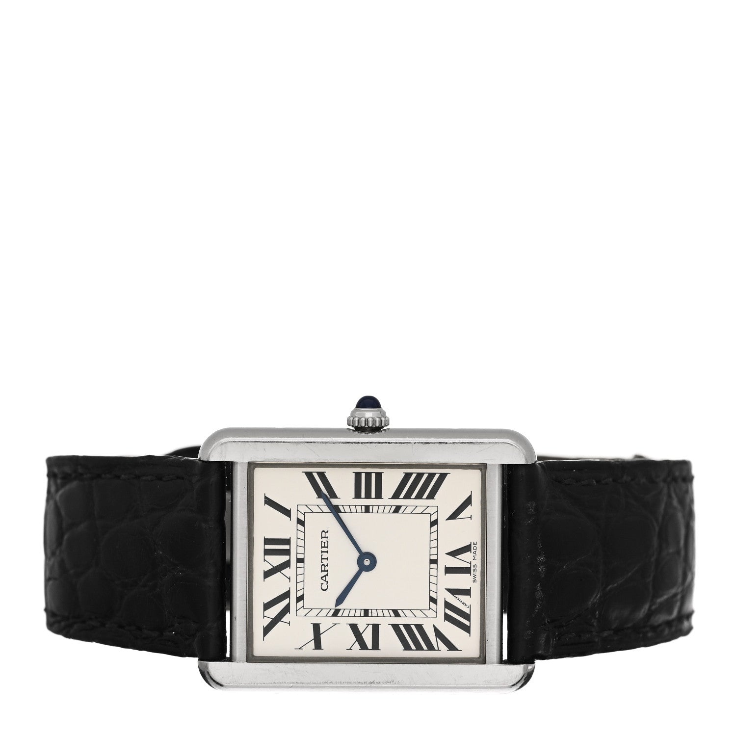 Cartier Stainless Steel Alligator 27mm Tank Solo Quartz Watch 2 of 5