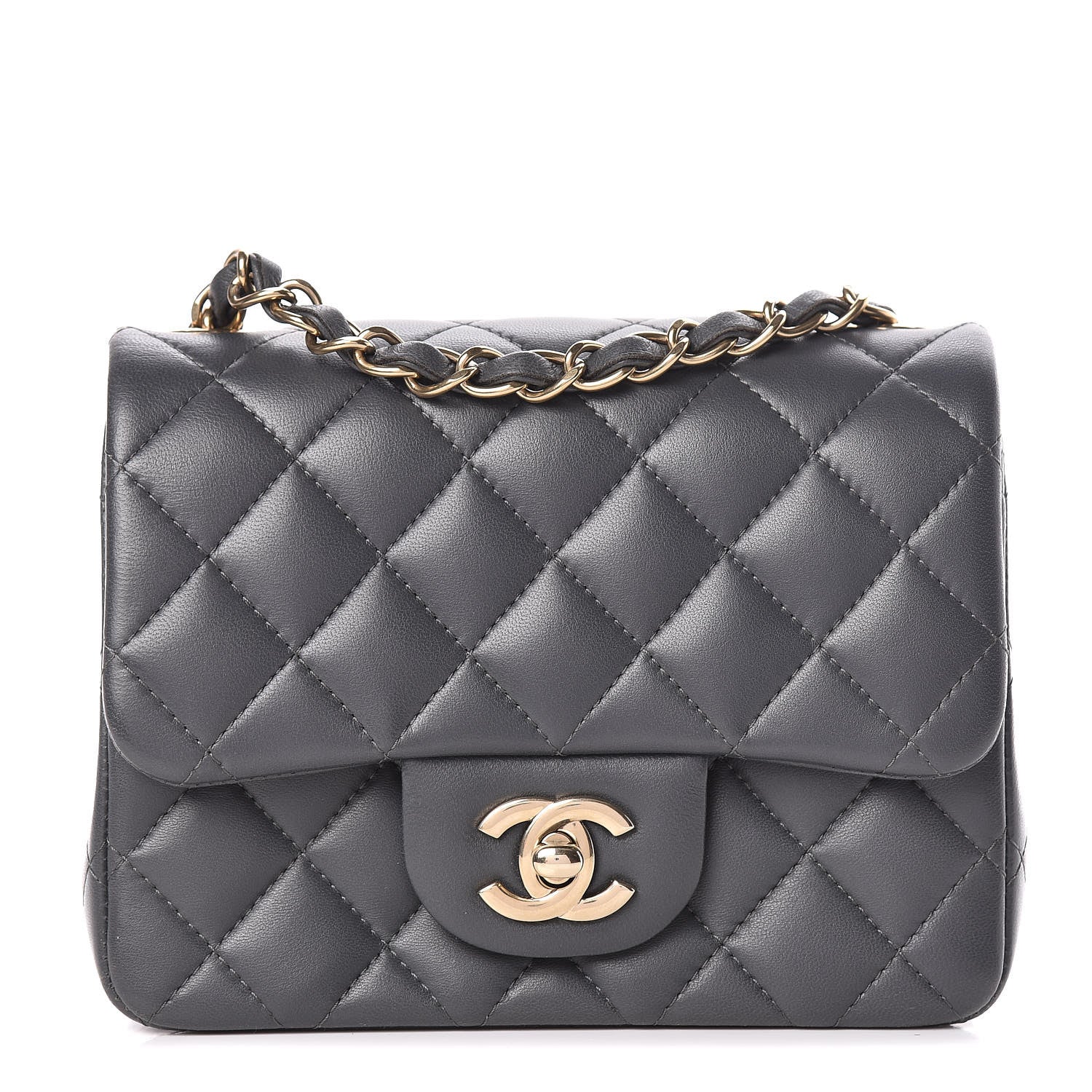 Chanel Lambskin Quilted Mini Square Flap Dark Grey 1 of 18