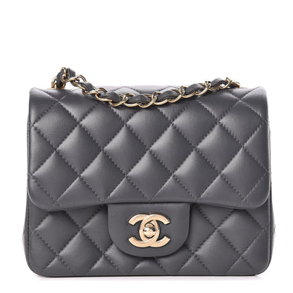 Chanel Lambskin Quilted Mini Square Flap Dark Grey 1 of 18