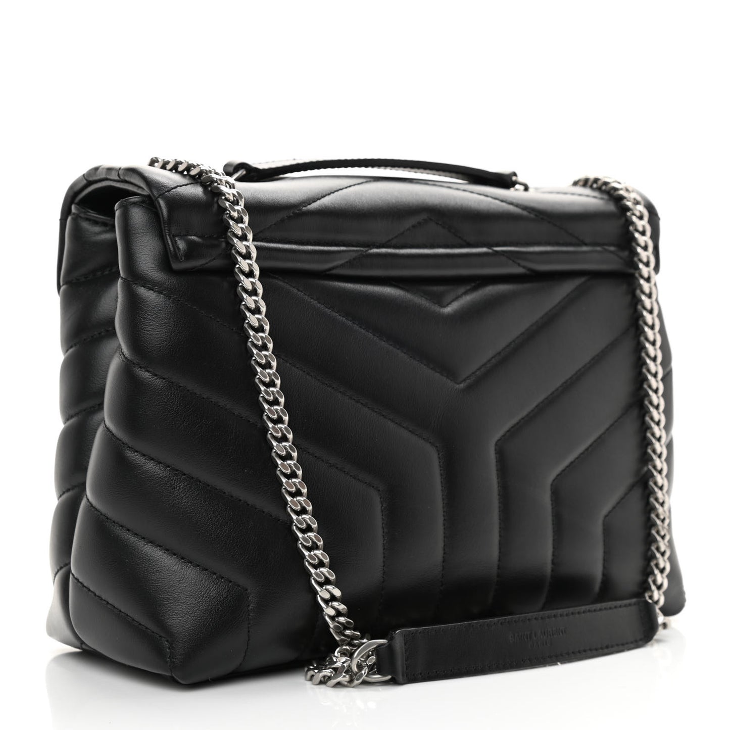 Calfskin Y Quilted Monogram Small Loulou Chain Satchel Black