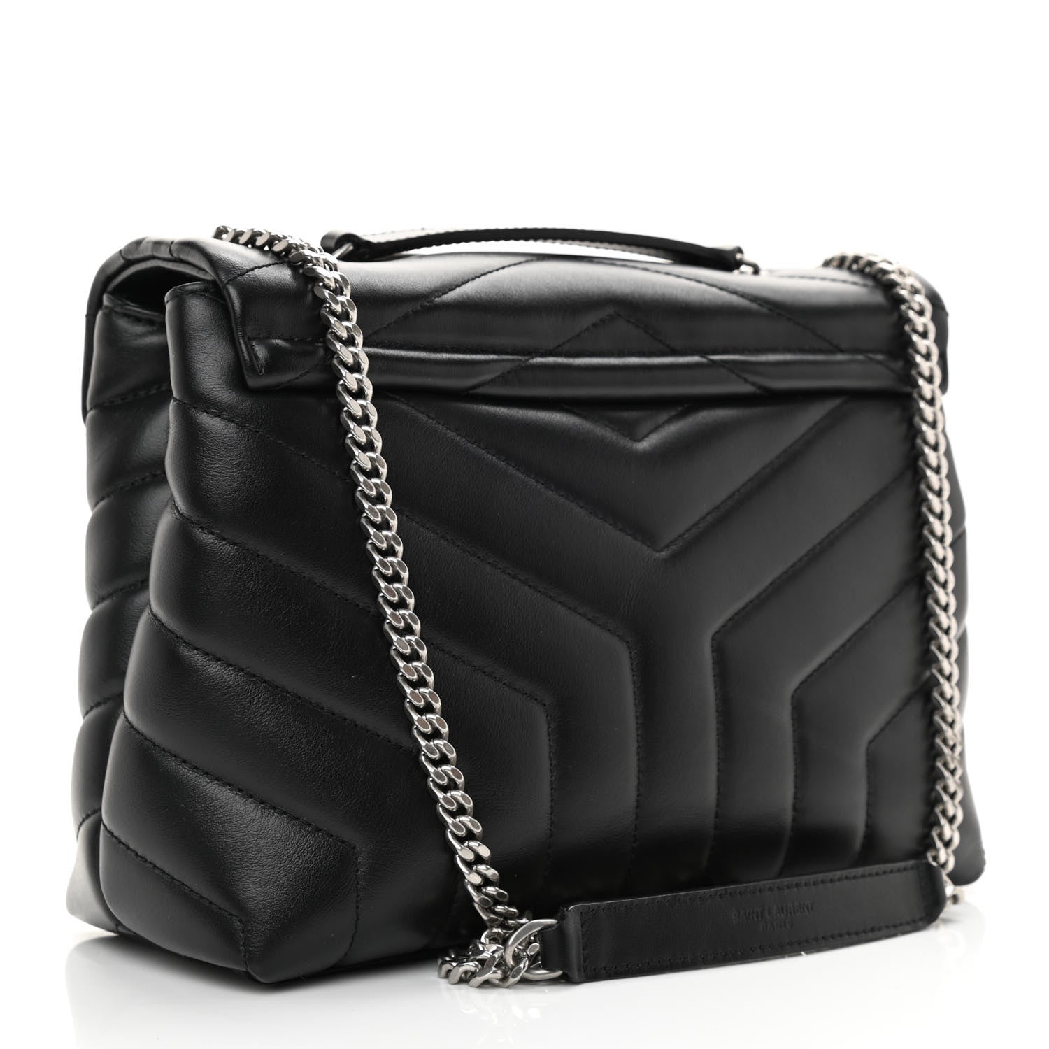 Saint Laurent Calfskin Y Quilted Monogram Small Loulou Chain Satchel Black 2 of 7