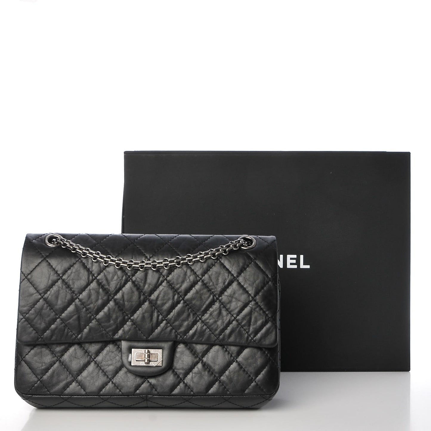 Aged Calfskin Quilted 2.55 Reissue 226 Flap Black