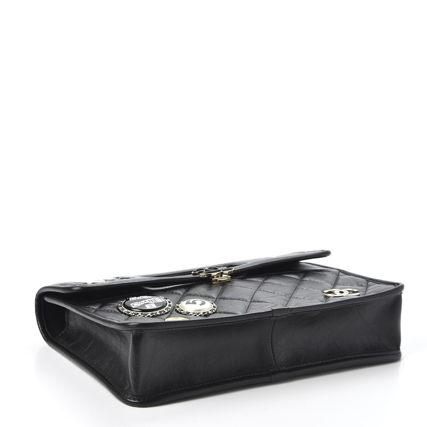 Chanel Aged Calfskin Charms Flap Bag Black 3 of 9