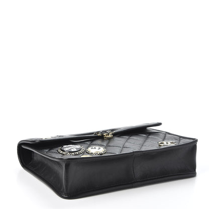 Chanel Aged Calfskin Charms Flap Bag Black 3 of 9