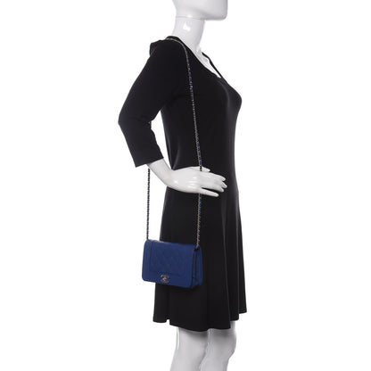 Chanel Caviar Quilted Vintage Mademoiselle Wallet On Chain WOC Blue 2 of 11