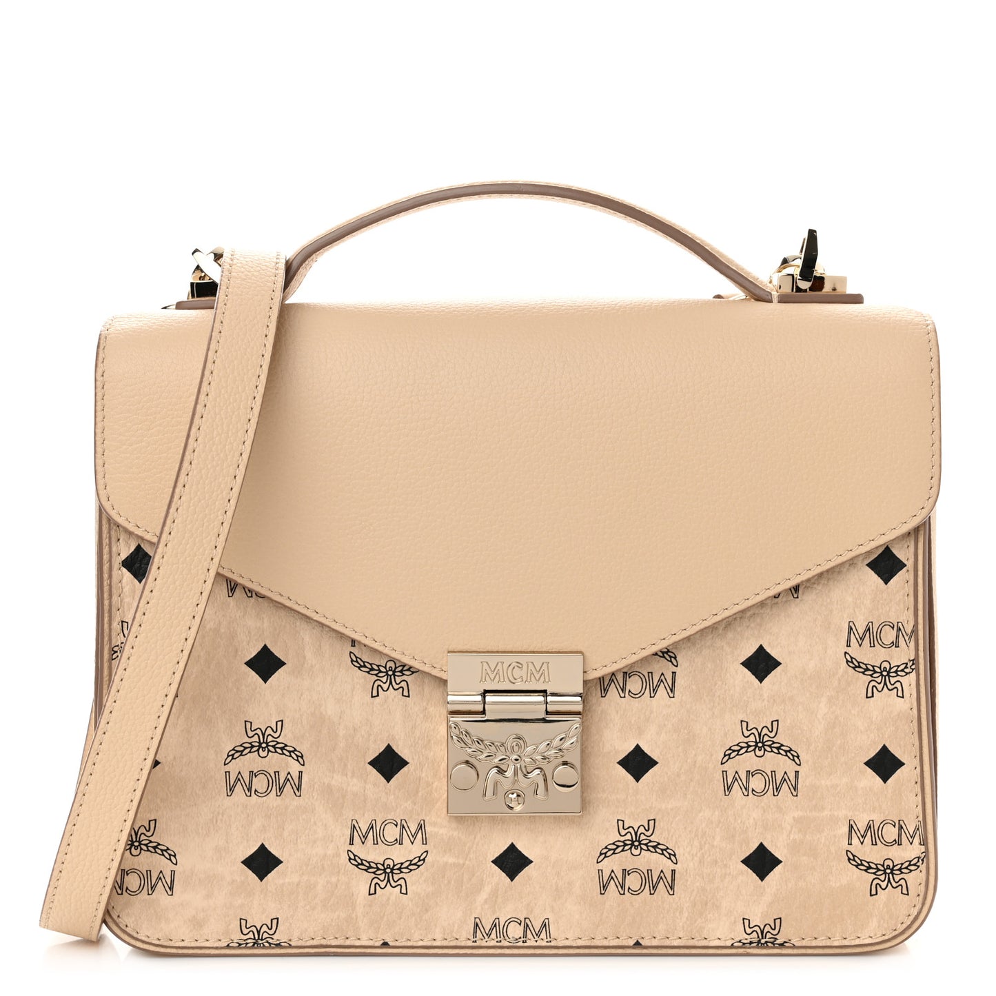 Visetos Calfskin Medium Patricia Satchel Beige