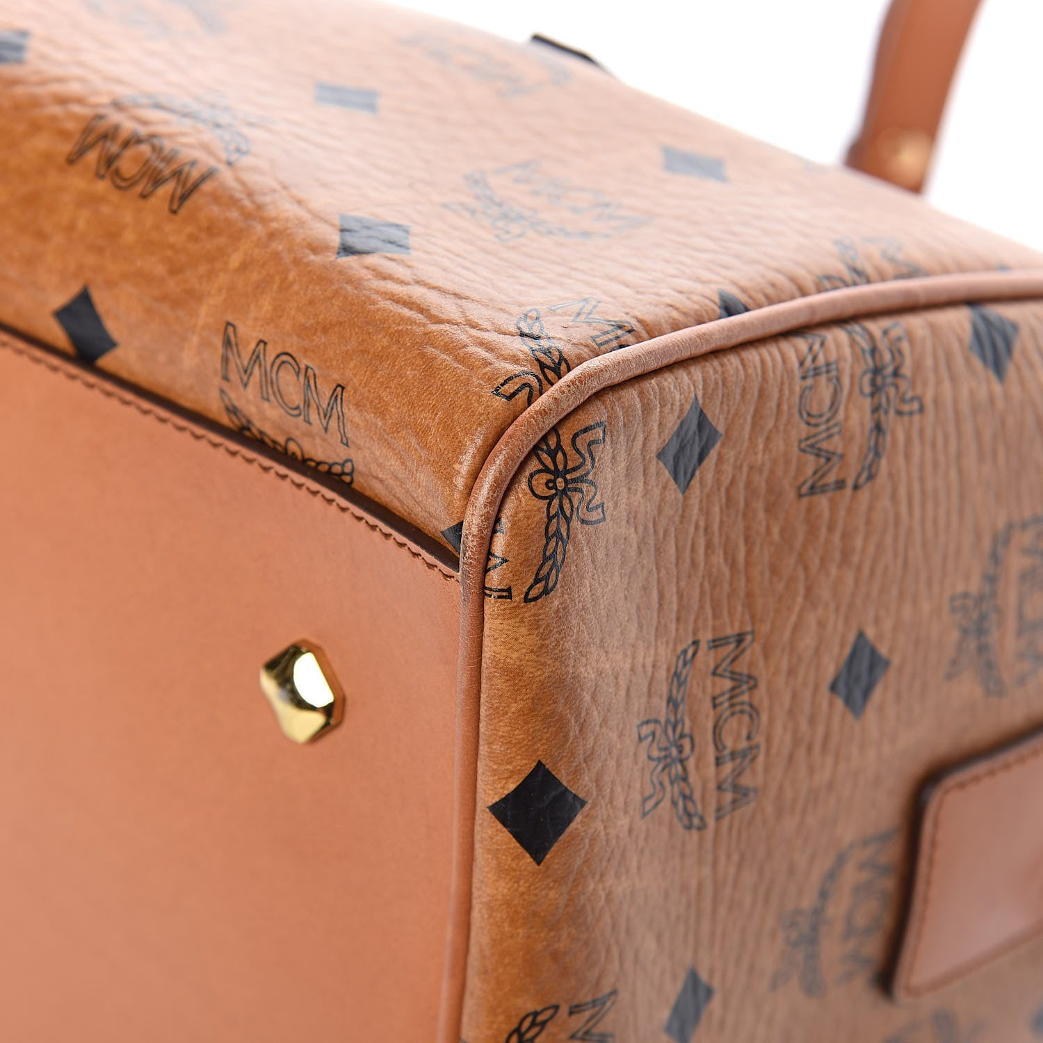 MCM Visetos Medium Boston Bag Cognac 12 of 13