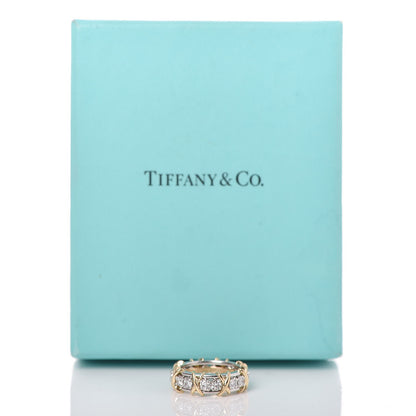Tiffany 18K Yellow Gold Platinum Diamond Schlumberger Sixteen Stone Ring 50 5.25 5 of 5
