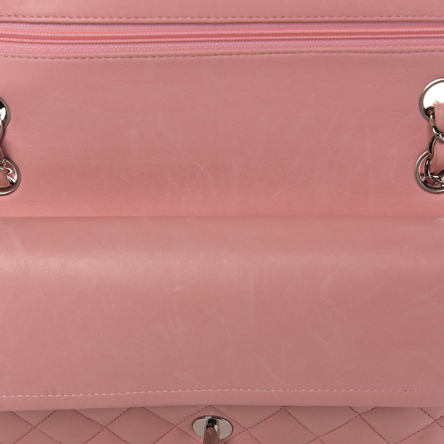 Lambskin Quilted Medium Double Flap Light Pink