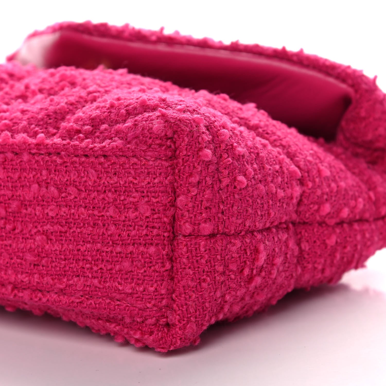 Saint Laurent Boucle Tweed Quilted Loulou Puffer Monogram Pouch Clutch Magenta 10 of 12