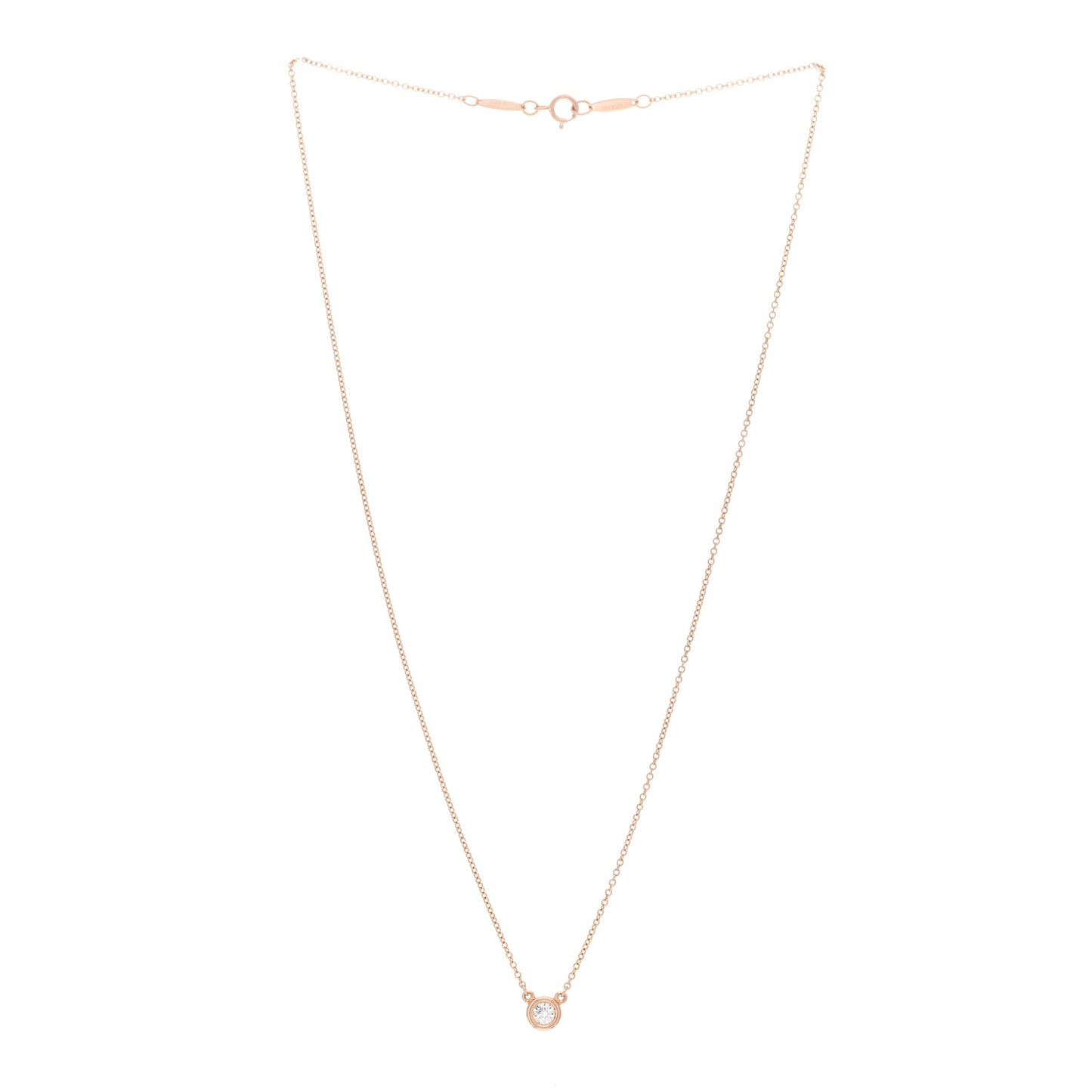 18K Rose Gold Diamond .17ct Elsa Peretti Diamonds by the Yard Pendant Necklace