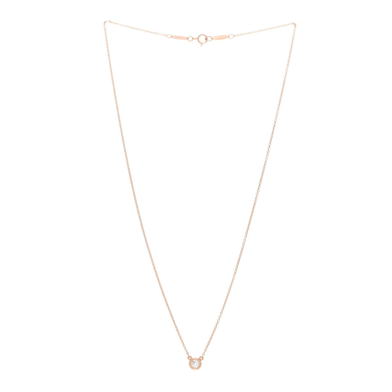 Tiffany 18K Rose Gold Diamond .17ct Elsa Peretti Diamonds by the Yard Pendant Necklace 2 of 4