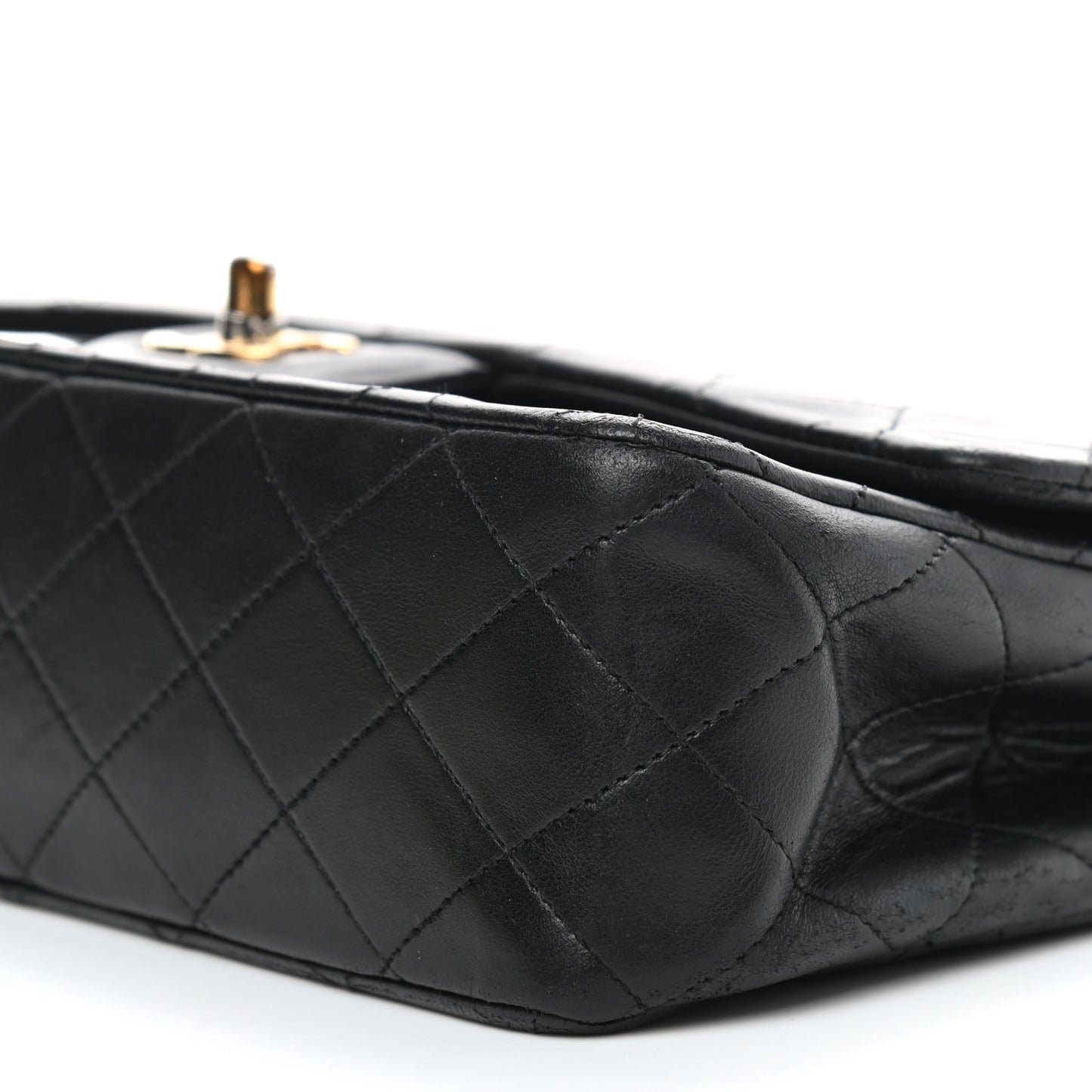 Lambskin Quilted Medium Double Flap Black