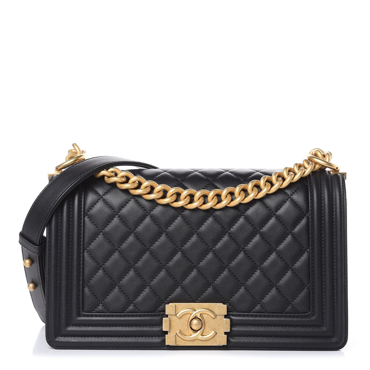 Calfskin Quilted Medium Boy Flap Black