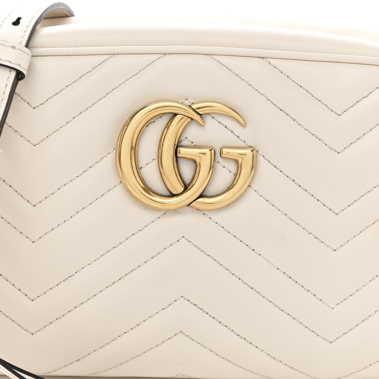 Gucci Calfskin Matelasse Small GG Marmont Chain Shoulder Bag White 8 of 10