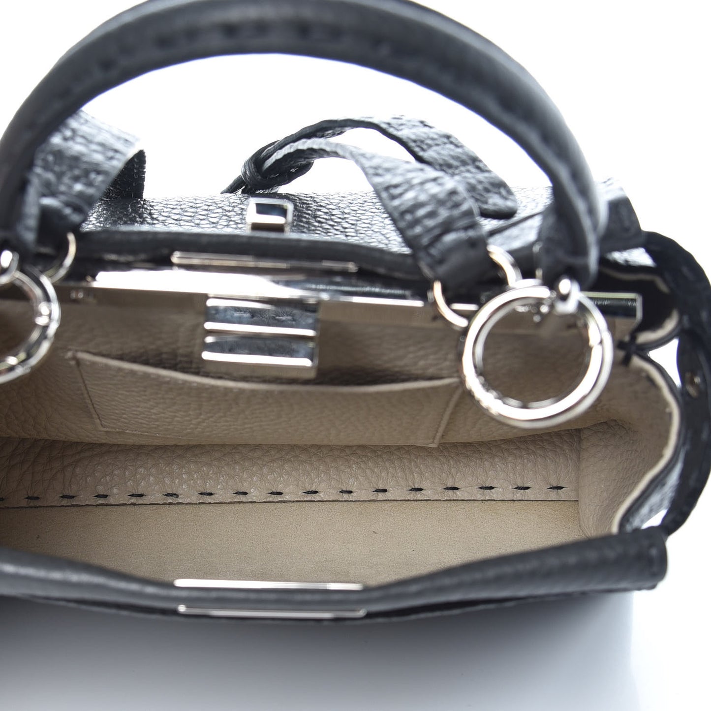Cuoio Romano Selleria Bi-Color Mini Peekaboo Iconic Satchel Asfalto Latte