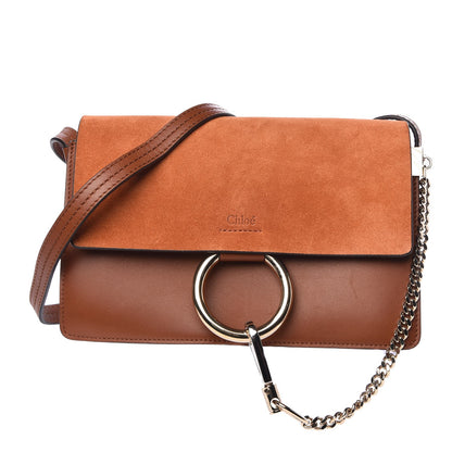 Chloe Suede Calfskin Small Faye Shoulder Bag Tobacco 1 of 6