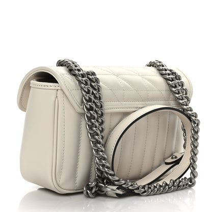 Gucci Calfskin Matelasse Aria Mini GG Marmont Shoulder Bag Mystic White 3 of 9