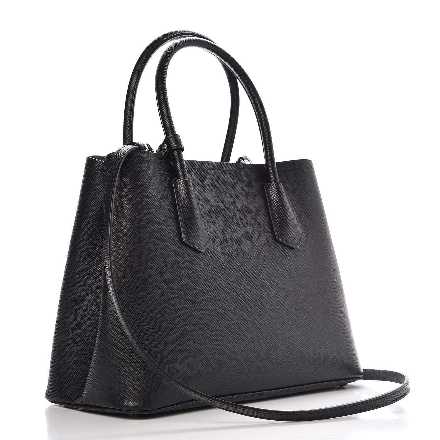 Prada Saffiano Cuir Small Double Bag Black 4 of 12