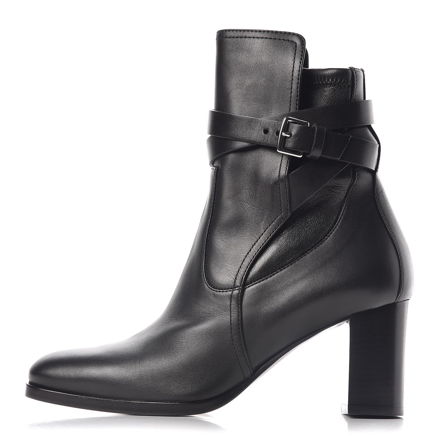 Hermes Calfskin Stretch Nappa Womens Songe 70 Low Boots 37 Black 1 of 8