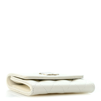 Chanel Caviar Quilted CC Glitter Flap Card Holder White 4 of 9