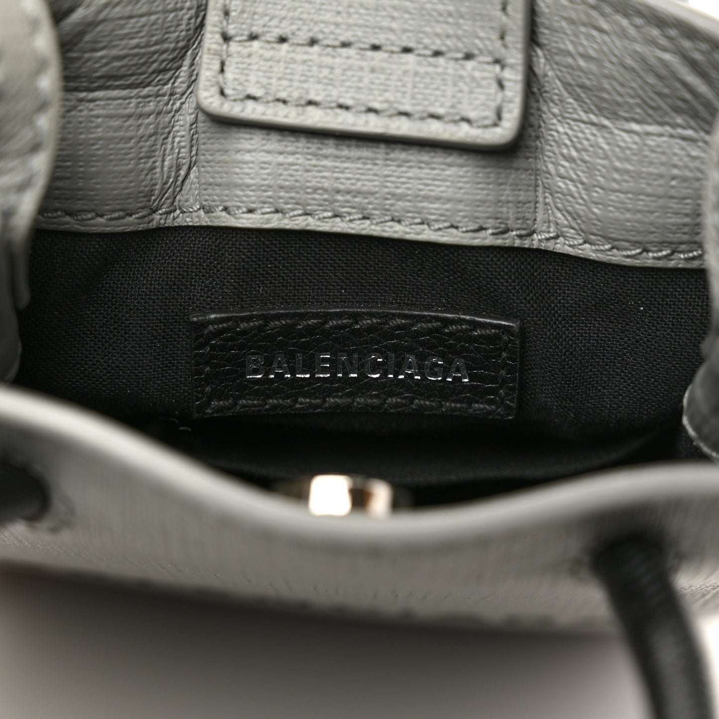 Squared Calfskin Logo Shopping Phone Holder Bag Balenciaga Grey