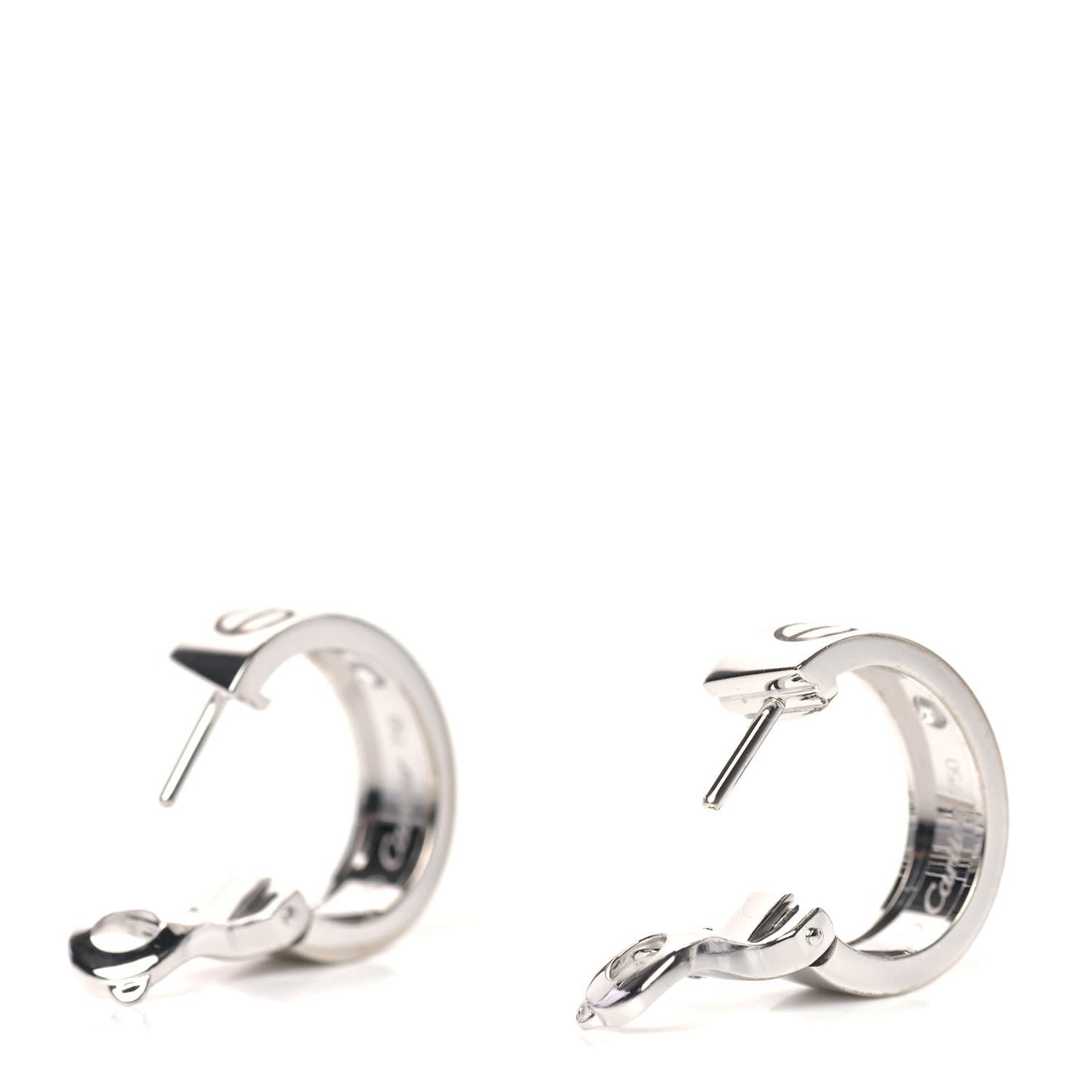 18K White Gold 2 Diamond 5.5mm LOVE Hoop Earrings