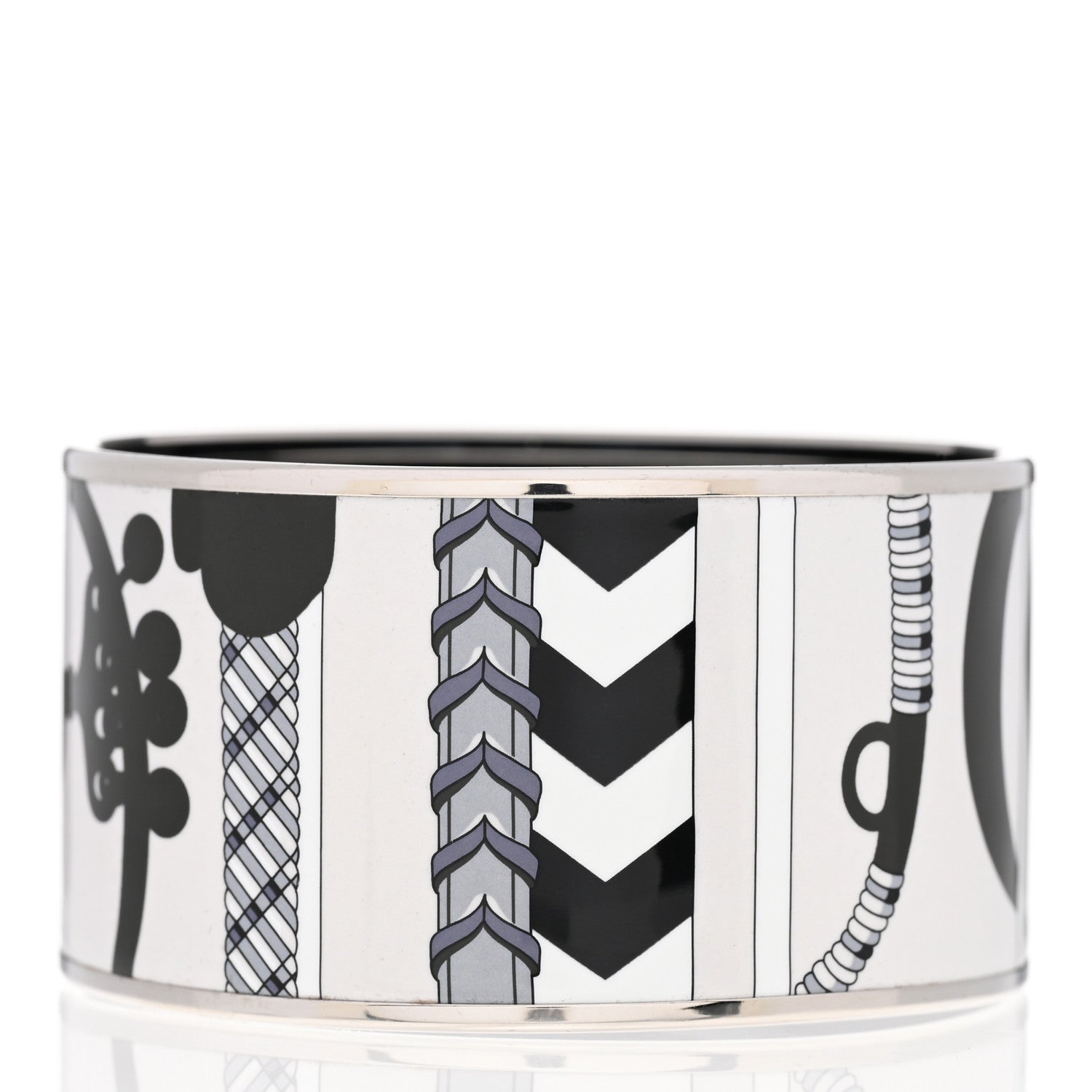 Hermes Enamel Printed Extra Wide Bracelet 70 Black 3 of 5