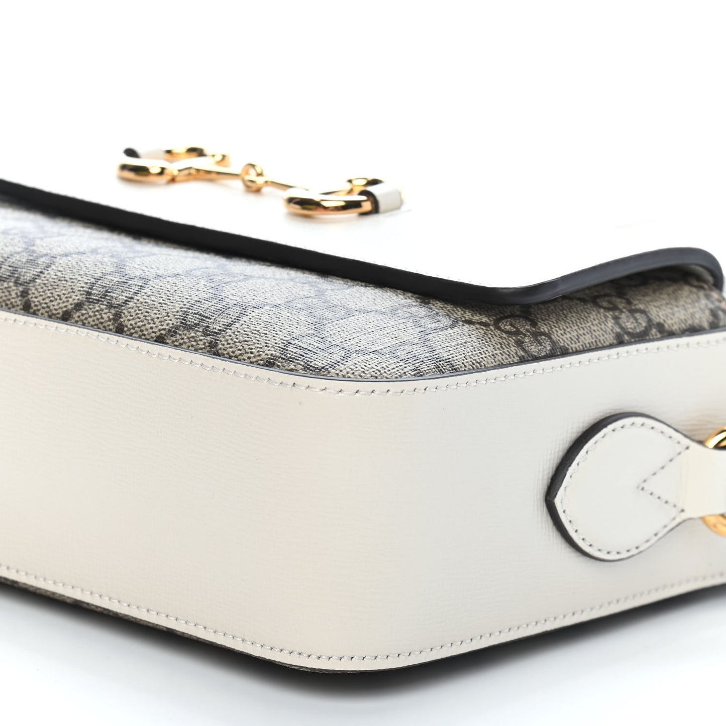 GG Supreme Monogram Small Horsebit 1955 Shoulder Bag Beige Mystic White