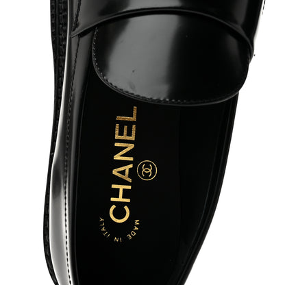 Chanel Shiny Calfskin Pearl CC Loafers 39 Black 8 of 10