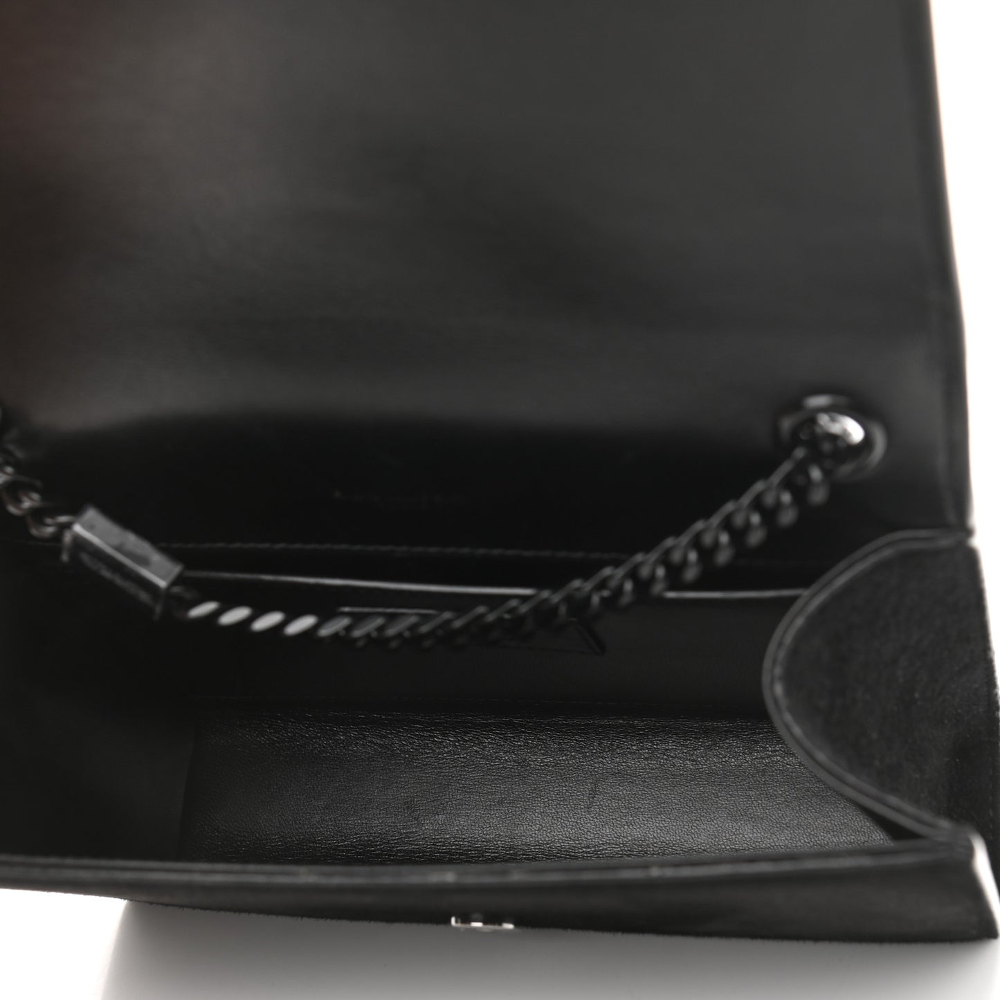 Suede Crystal Studded Monogram Small Kate Satchel Black