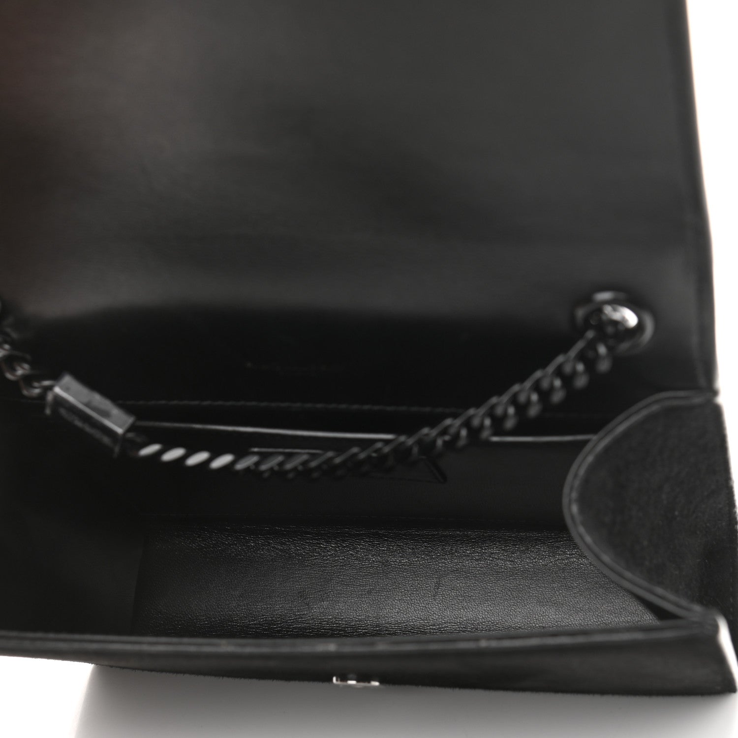 Saint Laurent Suede Crystal Studded Monogram Small Kate Satchel Black 5 of 11