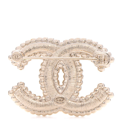 Chanel Crystal Pearl Multi Row CC Brooch Gold 3 of 4