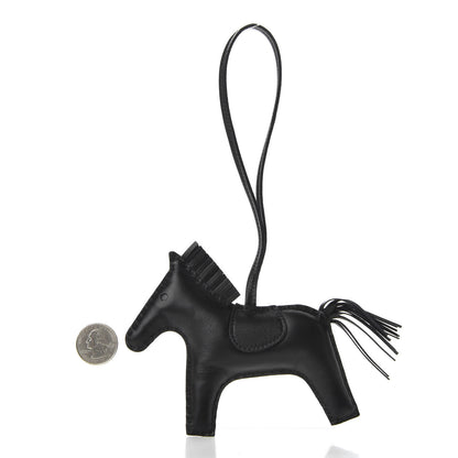Hermes Milo Lambskin Grigri Rodeo Horse Bag Charm MM So Black 2 of 4