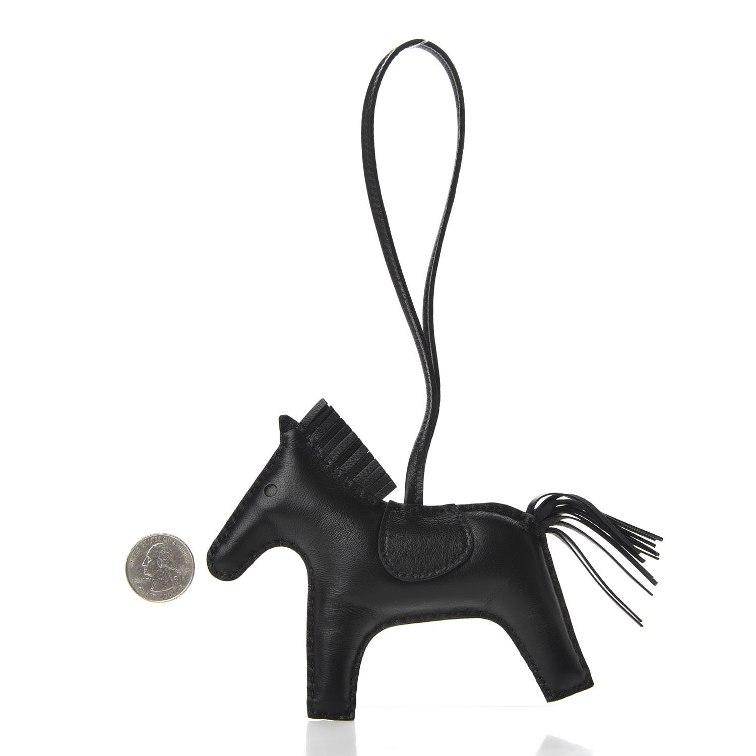 Hermes Milo Lambskin Grigri Rodeo Horse Bag Charm MM So Black 2 of 4