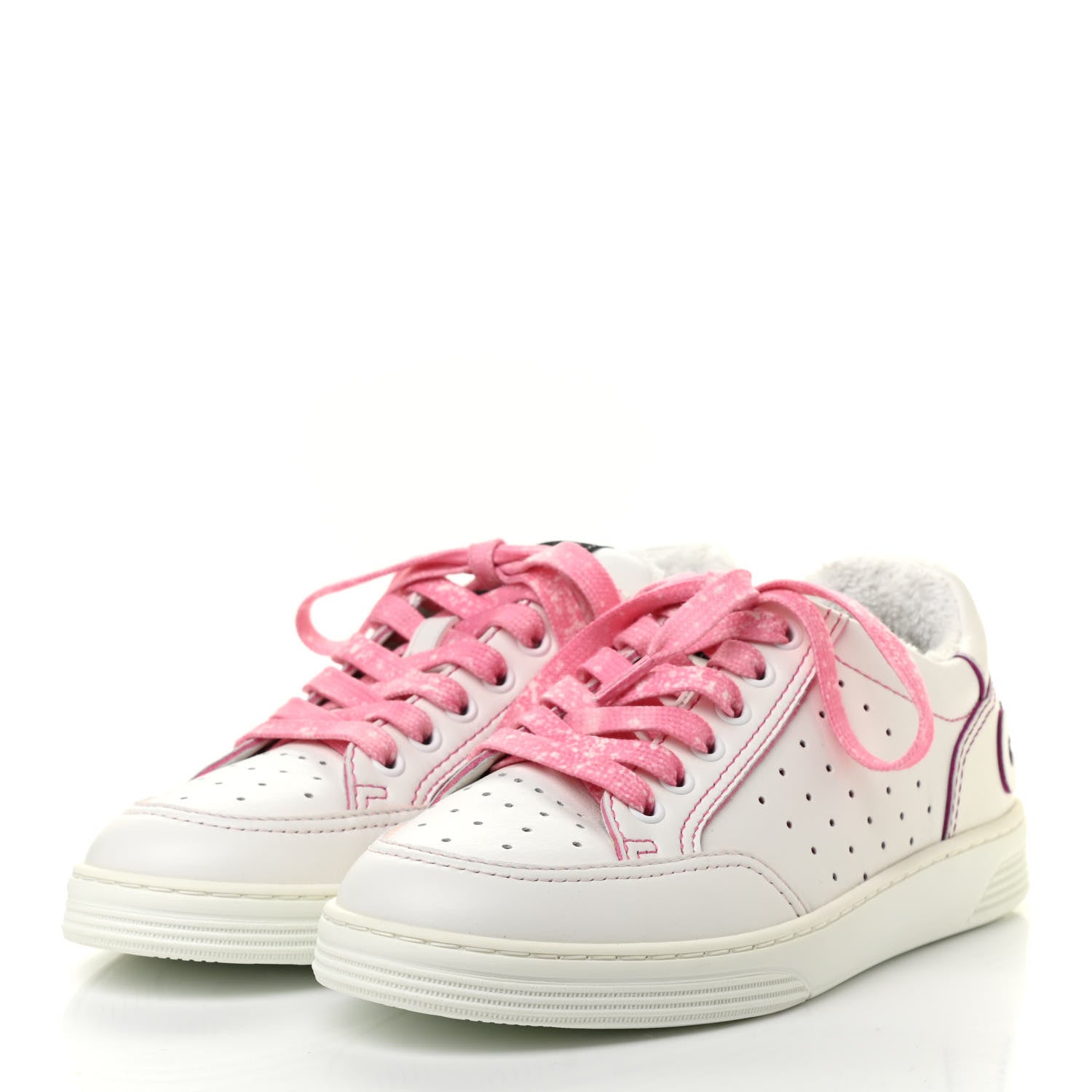 Chanel Calfskin Womens Logo Sneakers 36 White Pink 3 of 8