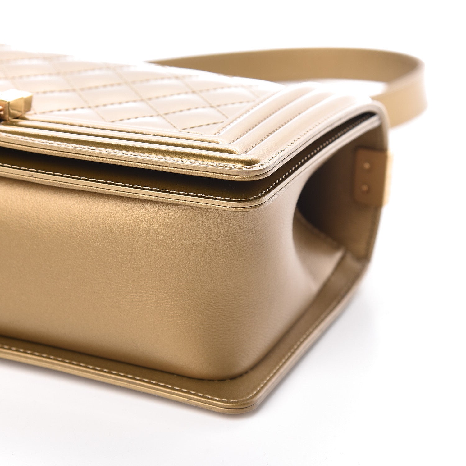 Chanel Metallic Patent Calfskin Quilted Medium Boy Flap Gold 9 of 10