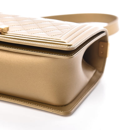 Chanel Metallic Patent Calfskin Quilted Medium Boy Flap Gold 9 of 10