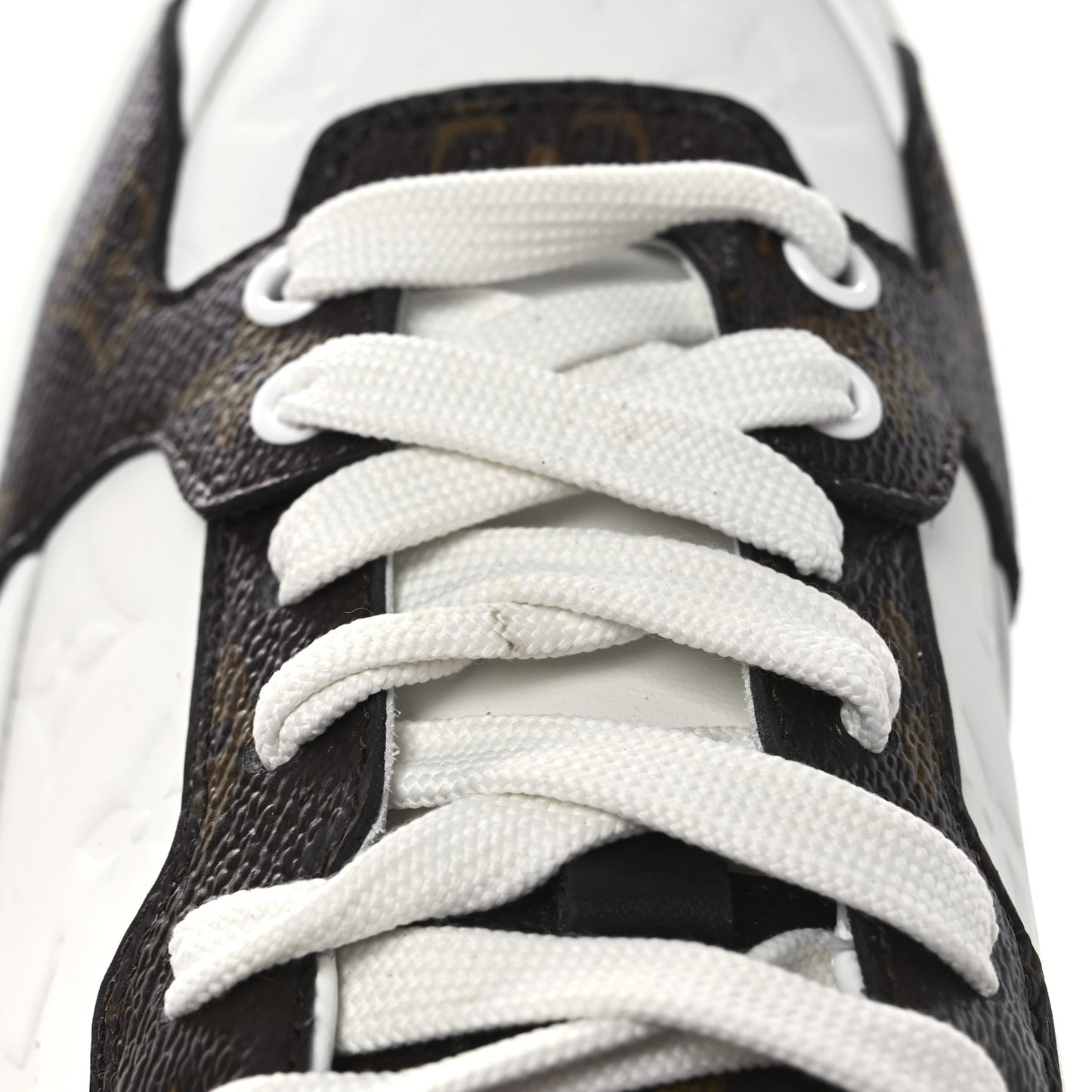 Lambskin Embossed Monogram Time Out Sneakers 39 White Brown