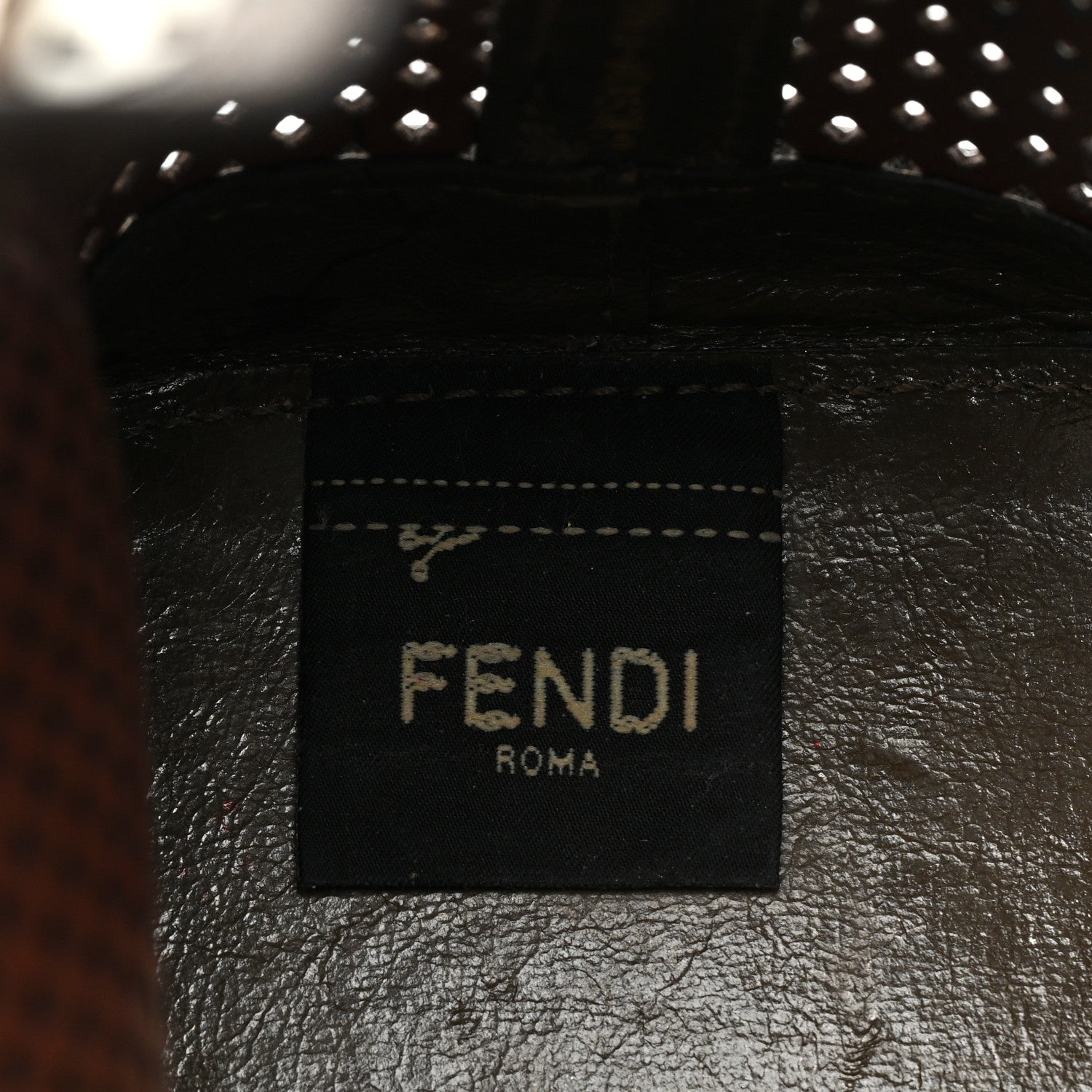 Fendi Vitello Liberty Glossy Lambskin F is Fendi Perforated Mini Mon Tresor Bucket Bag White Ice Rust Maya 6 of 14