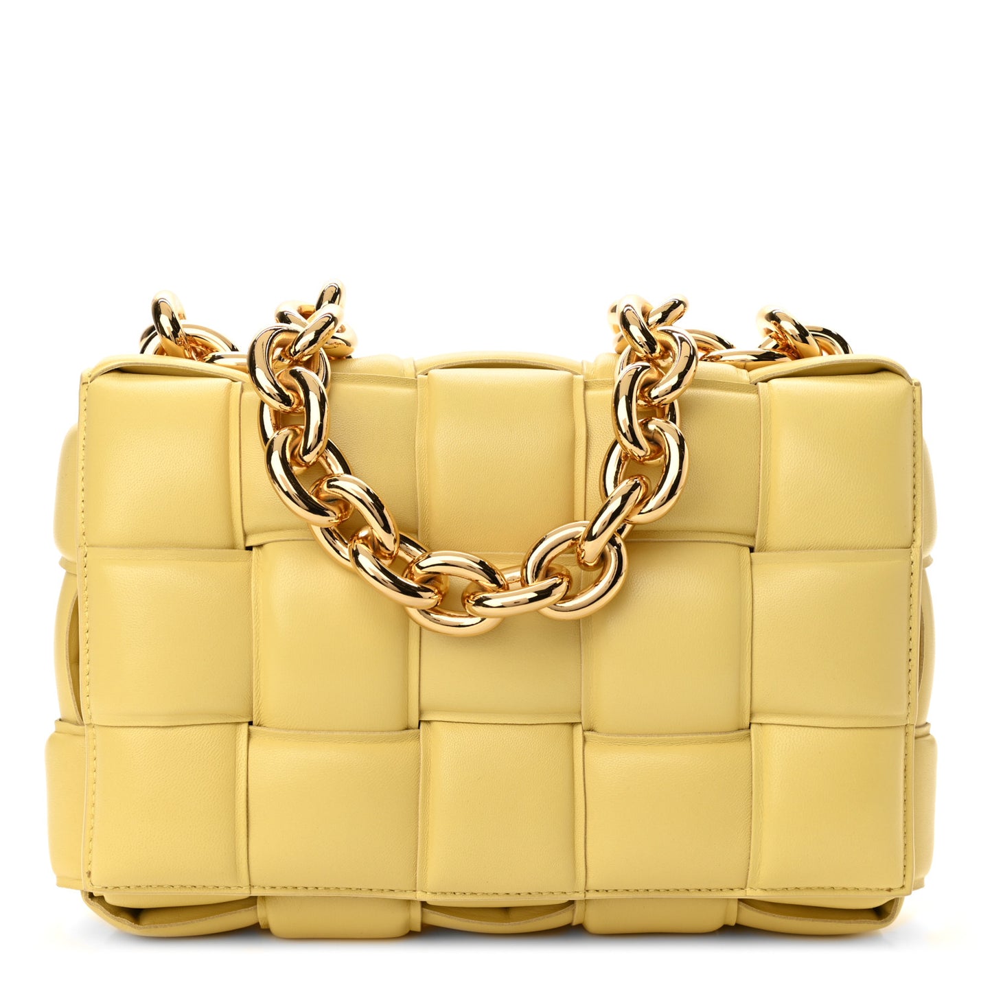 Lambskin Maxi Intreccio Padded Chain Cassette Crossbody Bag Corn