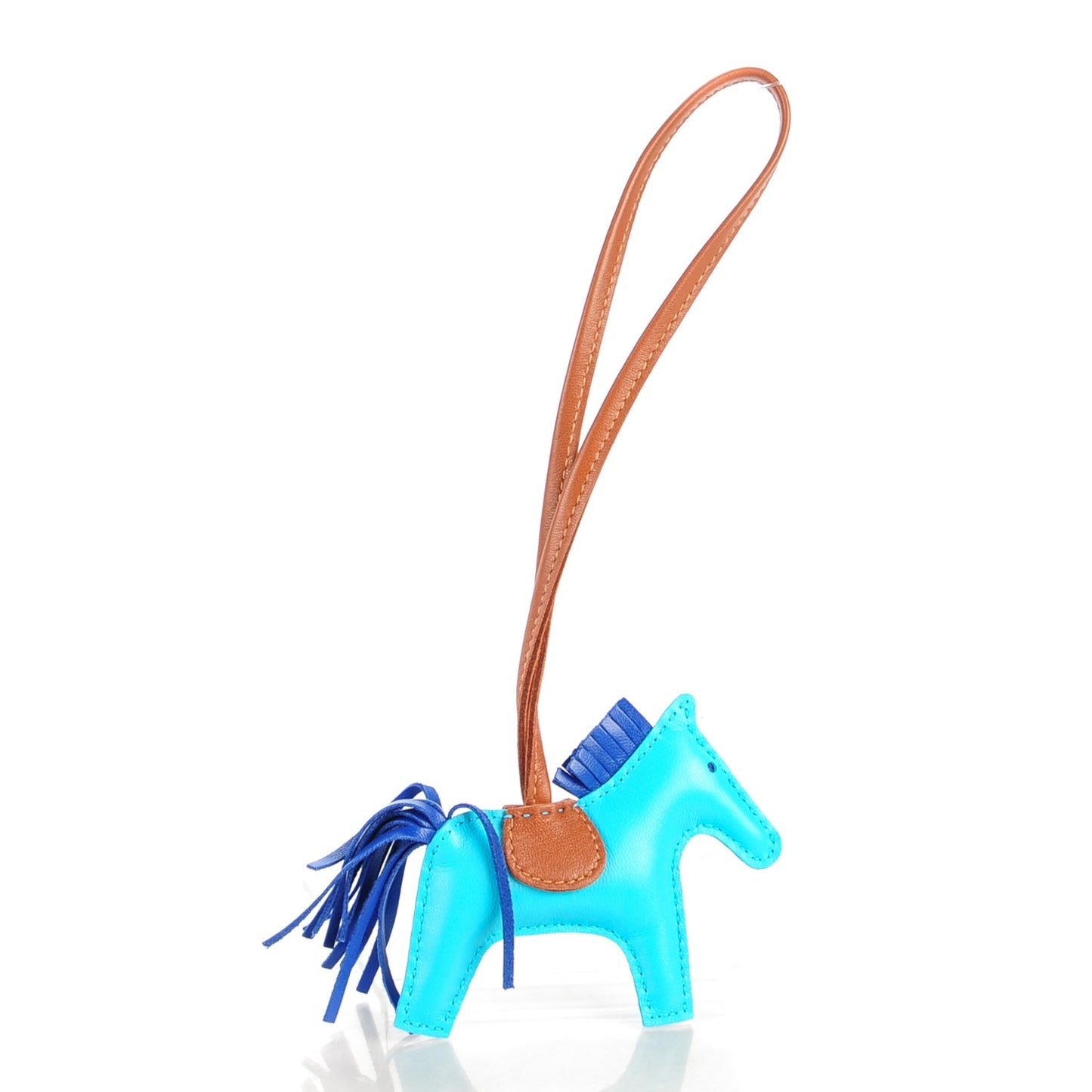 Milo Lambskin Grigri Rodeo Horse Bag Charm PM Bleu Azteque Bleu Electrique Fauve