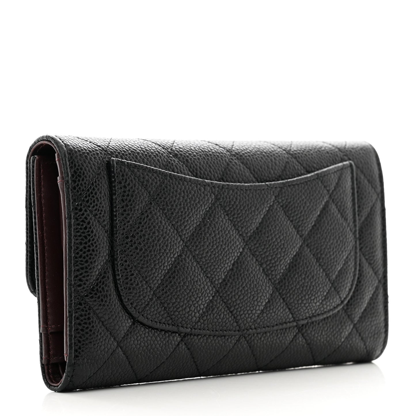 Caviar Quilted Large Flap Wallet Black