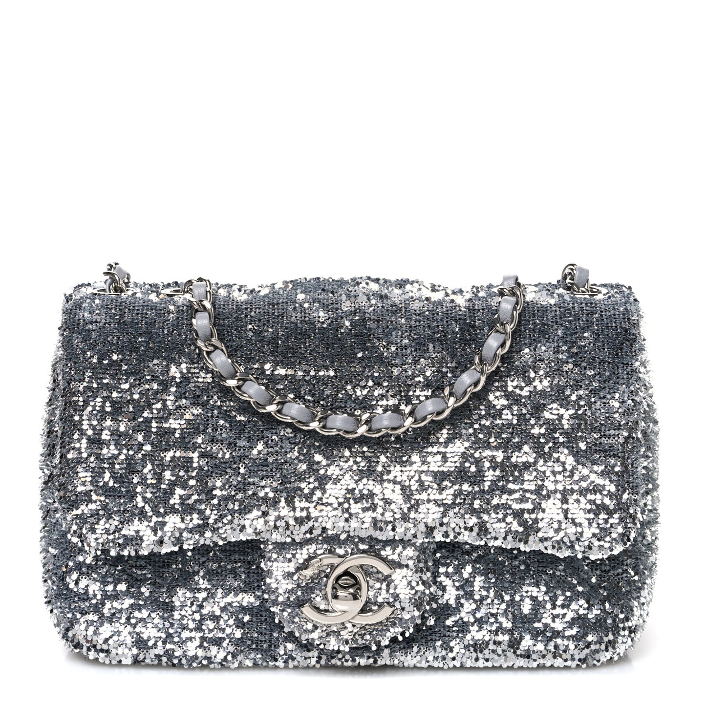 Sequin Mini Rectangular Flap Silver