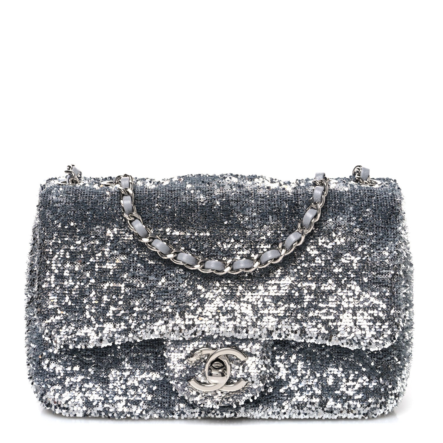 Chanel Sequin Mini Rectangular Flap Silver 1 of 11