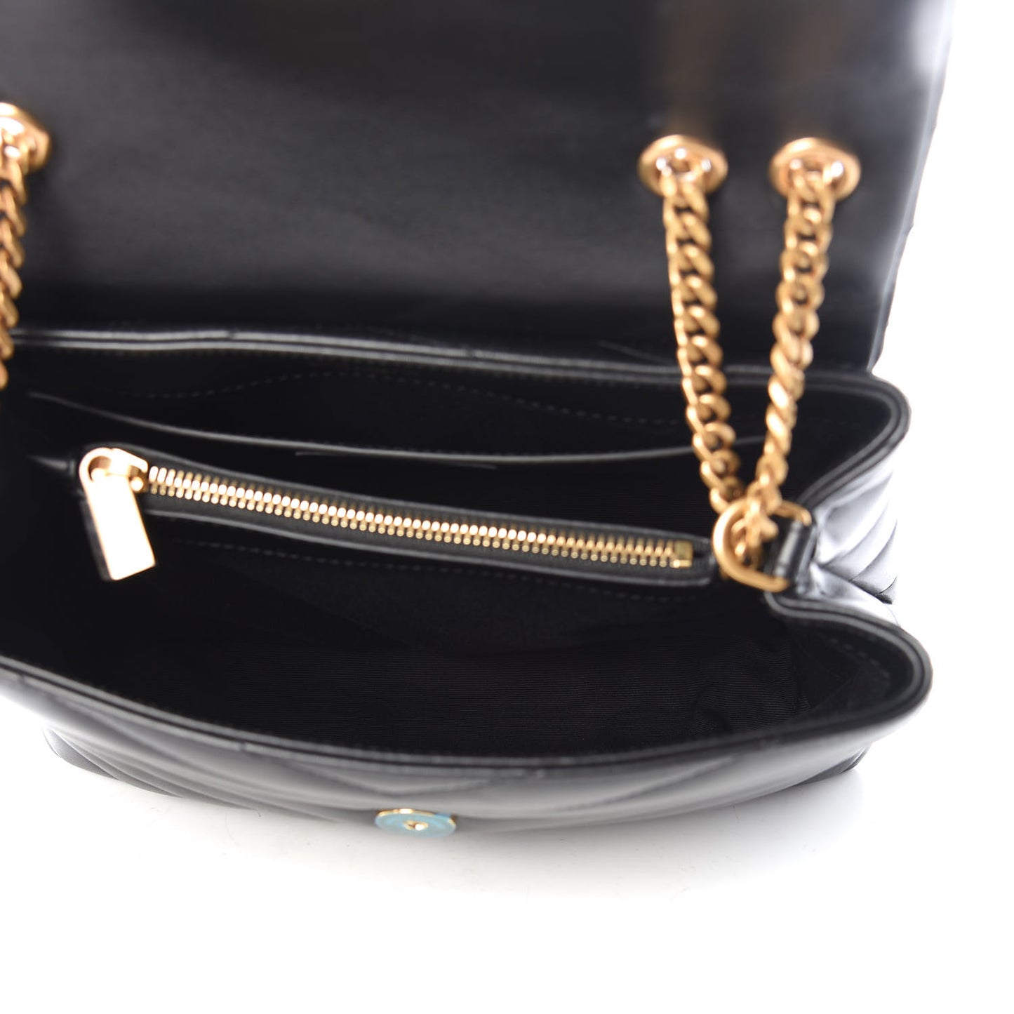 Calfskin Y Quilted Monogram Small Loulou Chain Satchel Black