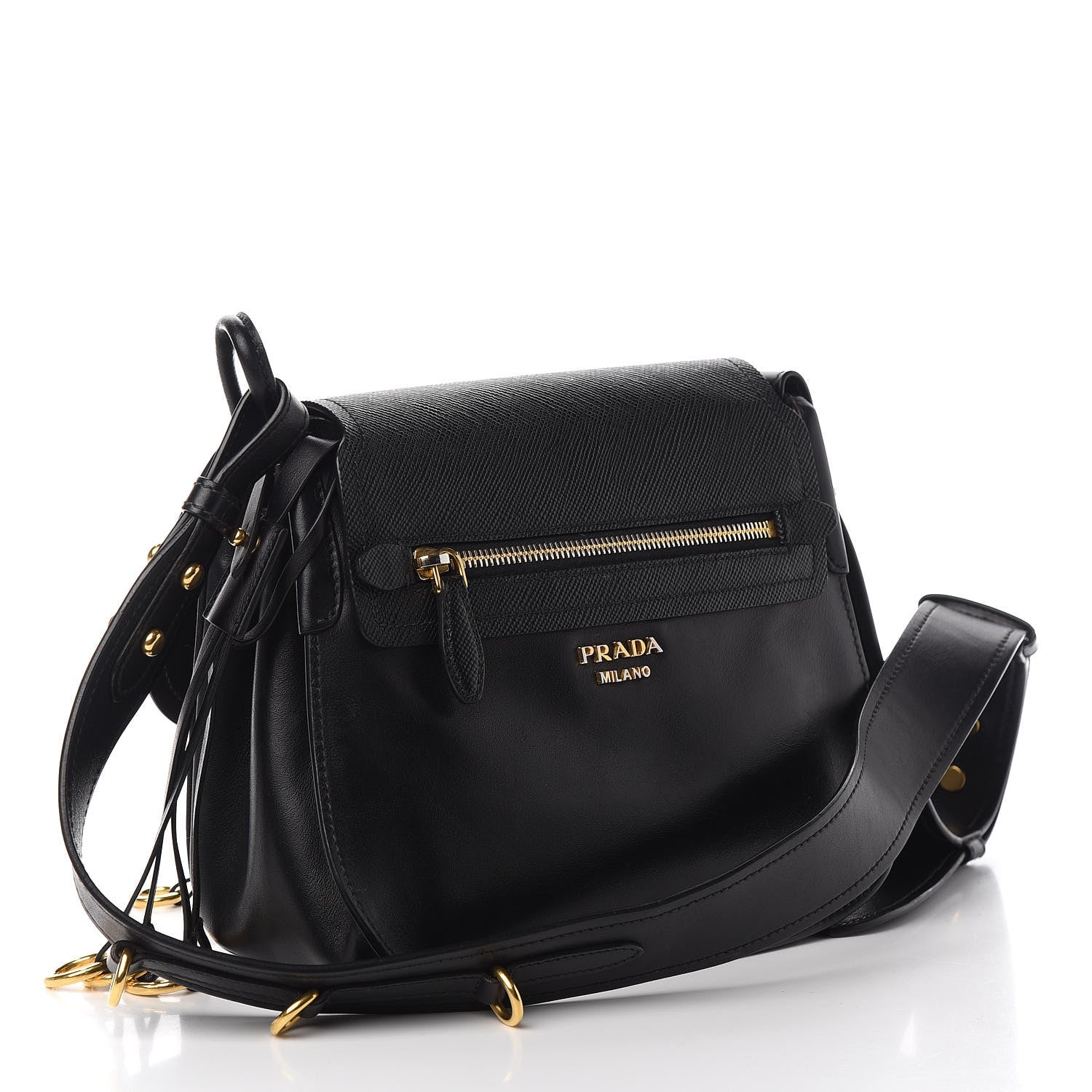Prada Saffiano Cuir Calf Corsaire Bag Black 2 of 9