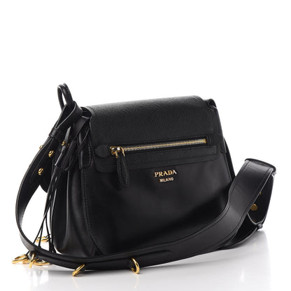 Prada Saffiano Cuir Calf Corsaire Bag Black 2 of 9